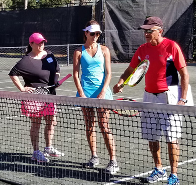adult private tennis group lesson demonstration